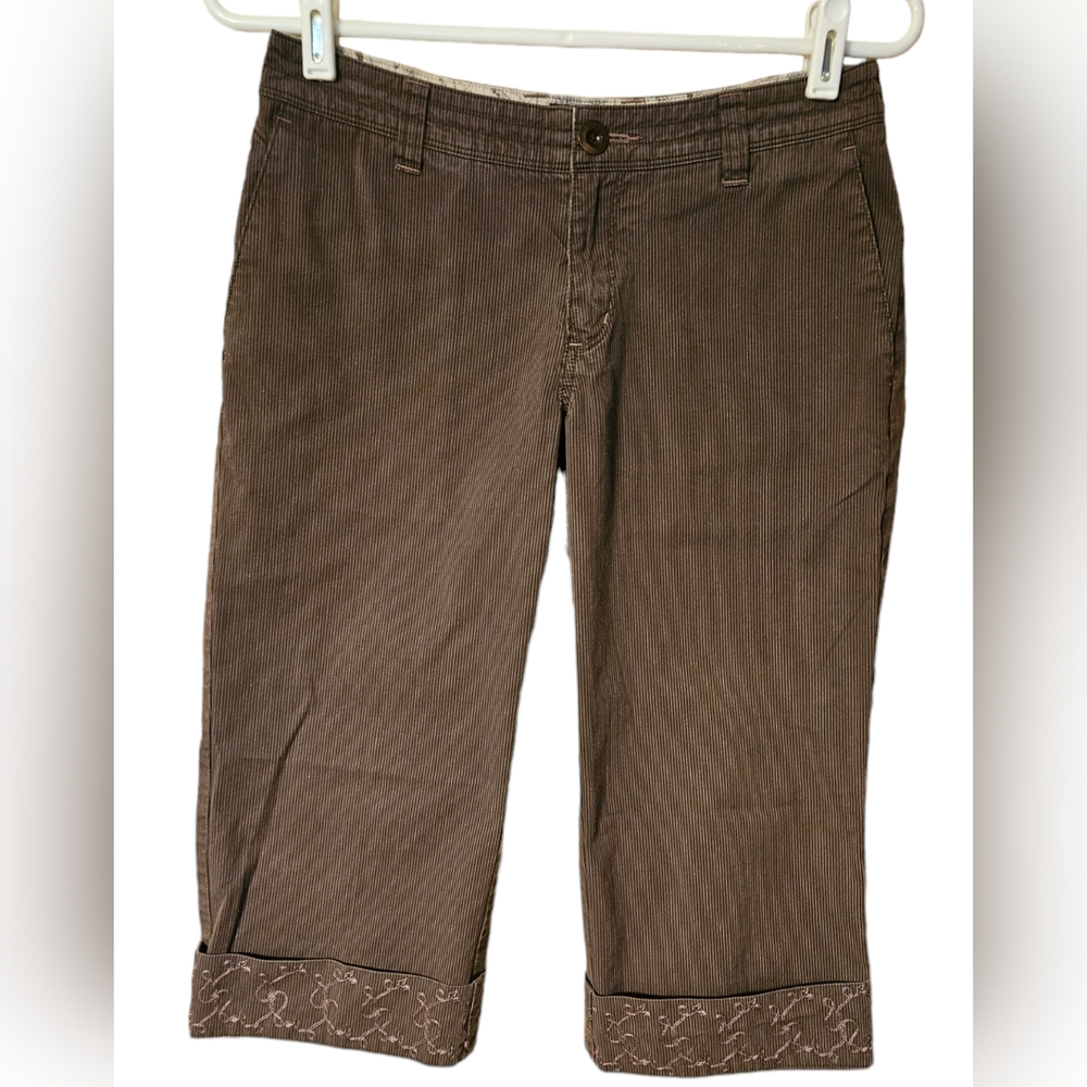 Horny Toad Pant Brown w/ Mauve Stripes & Details Size 4